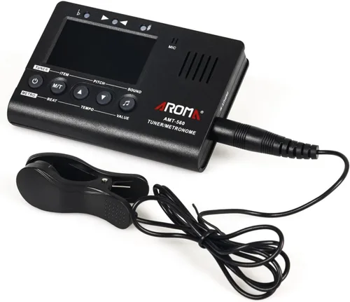 Vista 5 de Generador de tono digital de metrónomo, herramienta musical 3 en 1 con micrófono de clip de contacto para guitarra, bajo, violín, ukelele cromático