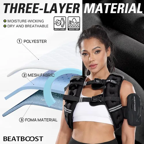 Vista 5 de BeatBoost Weighted Vest Woman 5 12 15 20 25 30 lb Weight Vest with Ironsand for Walking Strength Training Running Workout