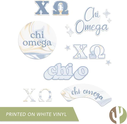 Vista 5 de Desert Cactus Chi Omega Sticker Sorority Marble Decal Laptop Water Bottle Car Sheet (Marble Sheet) (Pack of 2)