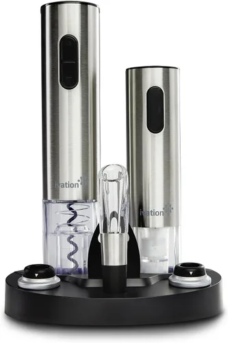 Ivation Set de regalo de vino eléctrico - Incluye abridor de botellas, aireador, conservador al vacío, tapones, cortador de papel de aluminio y base