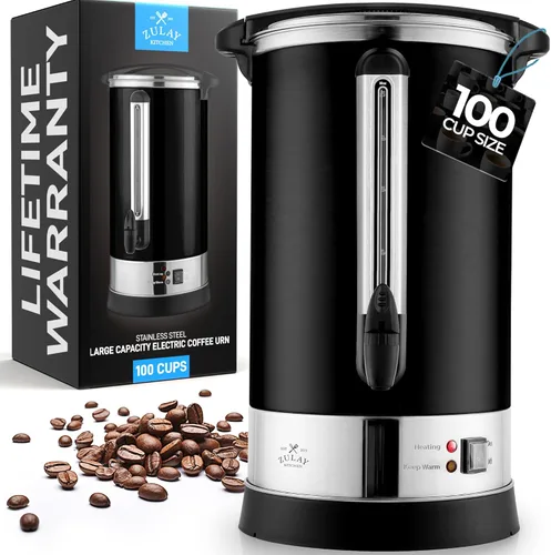 Vista 11 de Zulay - Cafetera comercial de acero inoxidable, urna de café con tapa de bloqueo giratorio y asas de tacto frío, cafetera de preparación rápida