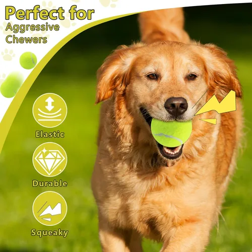 Vista 4 de Swingers Pelotas de tenis chirriantes para perros, pelotas de tenis de entrenamiento de 2.5 pulgadas, pelota de ejercicio para mascotas y perros