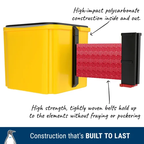 Vista 6 de WM412 - Cinturón retráctil montado en la pared, barrera de control de multitudes negra lisa y extremo receptor, cinturón de acceso autorizado de 15