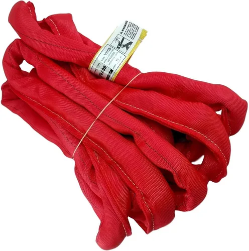 Vista 13 de USA Made VR5 X 10' Eslingas rojas de 4 a 30 pies de longitud en el listado, cubierta de doble capa eslingas de elevación de polietileno redondas sin