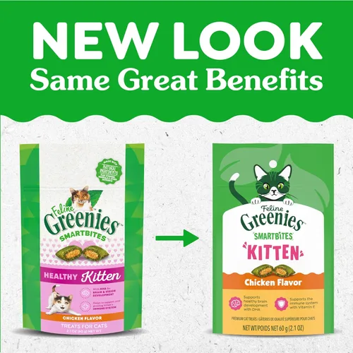 Vista 10 de Greenies Feline Smartbites - Golosinas para gatitos, sabor a pollo, bolsa de 2.1 onzas