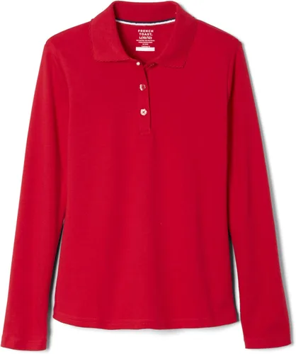 French Toast - Camisa tipo polo de manga larga para niña con cuello de picot