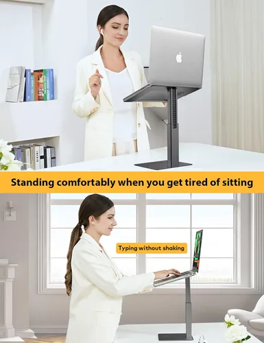 Vista 3 de Soporte ergonómico para computadora portátil para escritorio, elevador ergonómico para computadora portátil MacBook de 11 a 17 pulgadas, soporte