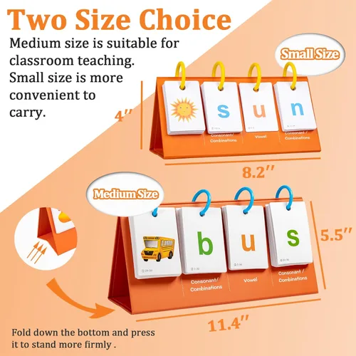 Vista 2 de Alened Tarjetas flash fonéticas para aprender a leer CVC Word Builder Games, juegos de palabras a la vista para suministros de aula de jardín