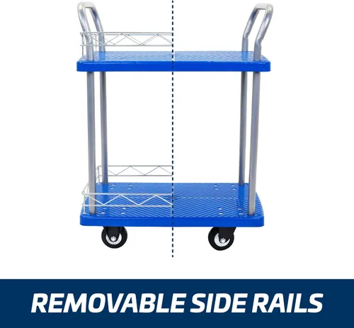 Vista 3 de JORESTECH Carro de plataforma Dolly Warehouse Moving Push Hand Truck (rueda de goma de 2 pisos de 330 libras)