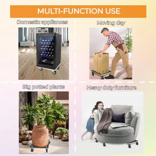 Vista 7 de Muebles de madera dura con 4 ruedas silenciosas de goma, 15 pulgadas con capacidad para 2204 libras de alta resistencia para piano sofá, nevera