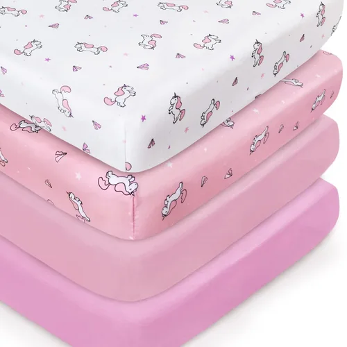 Vista 11 de Funda para Cambiador para Niñas Paquete de 4, Funda para Mesa Cambiadora Cómoda y Transpirable para Almohadillas de Mesa Cambiadora de 32''x16