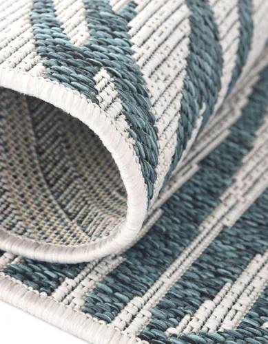 Vista 6 de Unique Loom - Tapete de la colección Outdoor Botanical, diseño de palmera (7.1 pies x 10 pies, rectangular, color verde azulado y marfil)