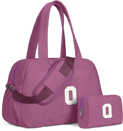 Vista 9 de Bolsa de lona Vogewood, bolsas personalizadas de fin de semana para mujer, bolsas de viaje con estuche de maquillaje, regalos de cumpleaños, Beige