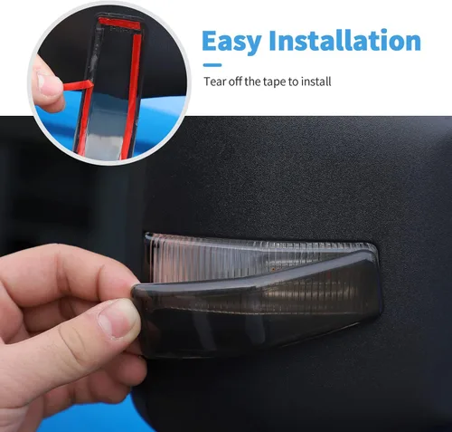 Vista 5 de Cubierta de lámpara de señal de giro para espejo lateral compatible con Ford Bronco 2021 2022 2023 (negro ahumado)