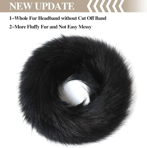 Vista 3 de Dikoaina Diadema de piel sintética para mujer calentador de orejas sombrero de esquí