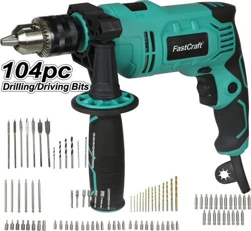 Destornillador de impacto, juego de 104 brocas, regalo perfecto para vacaciones, martillo con cable, herramienta profesional con cable – potencia
