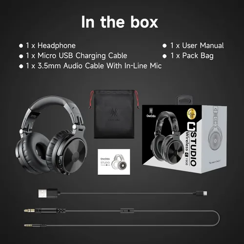 Vista 9 de OneOdio - Auriculares Bluetooth de diadema, 110 horas de sonido estéreo inalámbrico/con cable, auriculares plegables con graves profundos