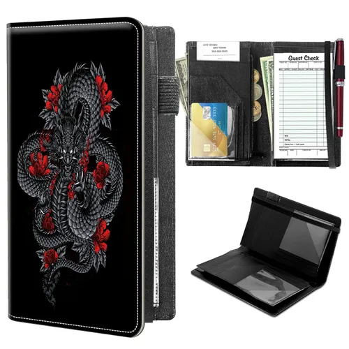 Vista 17 de Libros para Servidores de Alto Volumen, Libro de Servidor de Árbol de Color Artístico con 2 Bolsillos Expandibles de 9 x 5 pulgadas, Lindo Libro