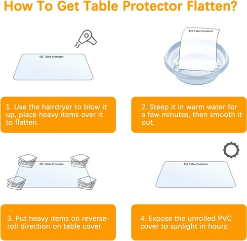 Vista 7 de Protector de Mesa Transparente de 12 X 14 Pulgadas de Plástico Grueso Cubierta Protectora de Mesa Impermeable de PVC Transparente Mantel Protector