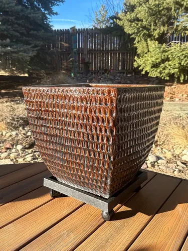 Vista 8 de Plato cuadrado de 15.3 pulgadas con ruedas, soporte de maceta con ruedas resistente para plantas en maceta, bandeja de base de rodillo con ruedas