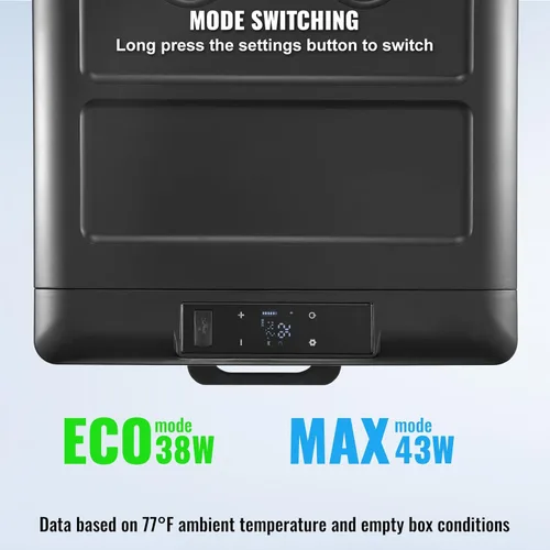 Vista 5 de VEVOR - Refrigerador de auto de 12 voltios, refrigerador portátil de una zona de 70 litros (74 cuartos), rango ajustable de -4℉ a 68℉, enfriador
