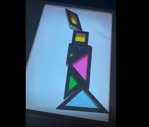 Vista 3 de BOHS Rompecabezas Tangram acrílico translúcido para niños, juguete de mesa