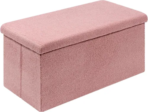 Vista 140 de PINPLUS Otomanas otomanas de almacenamiento con forma cuadrada con reposapiés de almacenamiento para sala de estar, asiento otomano Boucle para Gris