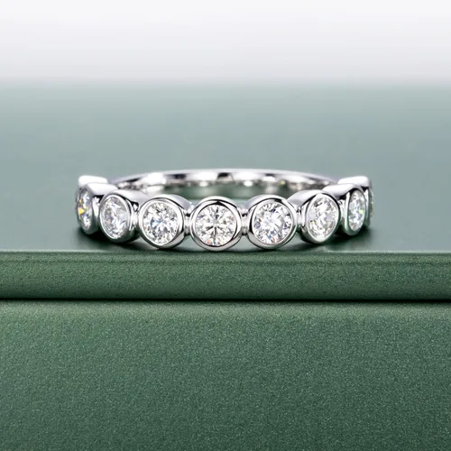 Vista 3 de Moissanite Eternity Rings, S925 Sterling Silver Anniversary Band for Women Plateado