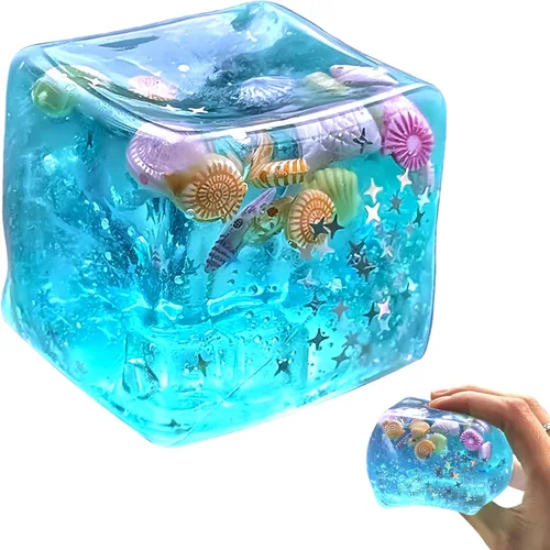 Vista 16 de Bolas de estrés blandas de cubitos de hielo, juguete sensorial de Verde