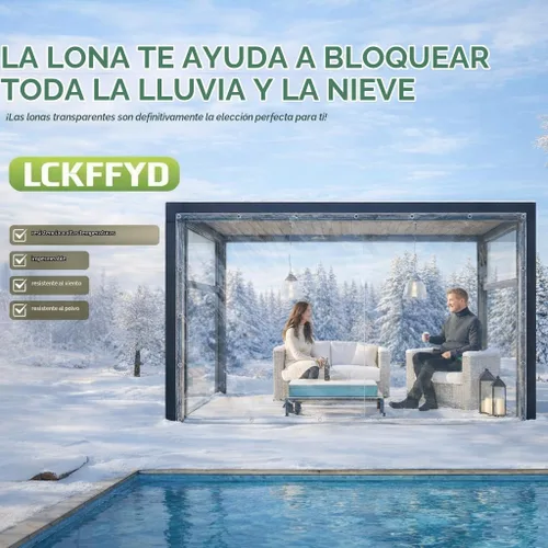 Vista 7 de Lona Transparente 3' x 6' PVC de 14 Mil Lonas Resistente al Agua, Lonas de Vinilo Transparente de 400g/m² con Ojales para Acampar, Plantas
