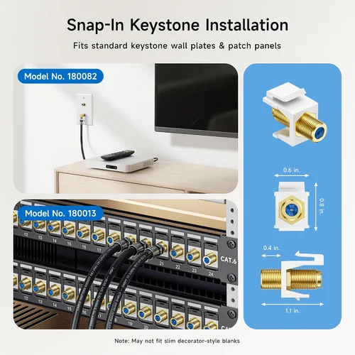 Vista 5 de Cable Matters Paquete de 5 insertos de conector Keystone RG6, cambiador