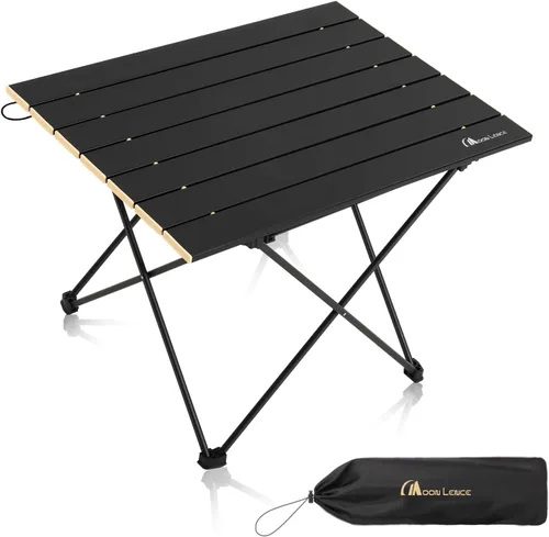 Vista 12 de MOON LENCE Mesa de camping plegable ultraligera, compacta, portátil con bolsa de transporte, para cocinar al aire libre, picnic, campamento, barco