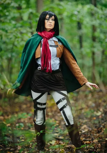 Vista 5 de Deluxe Attack on Titan Mikasa Costume Cosplay Halloween Costume for Women