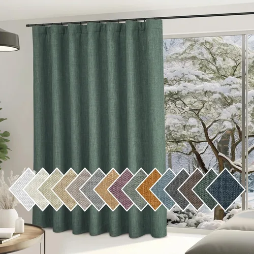 Vista 73 de NICETOWN Cortinas opacas de lino grueso 100% de 84 pulgadas de largo, 2 paneles, cortinas térmicas con pliegues pinzados para oscurecer