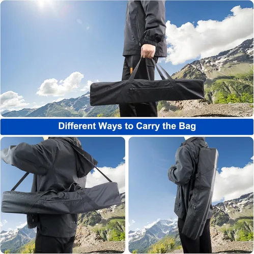 Vista 5 de Funda de transporte para trípode, bolsa de trípode Oxford 600D de 30 pulgadas con correas para el hombro y asas duales, cremalleras completas
