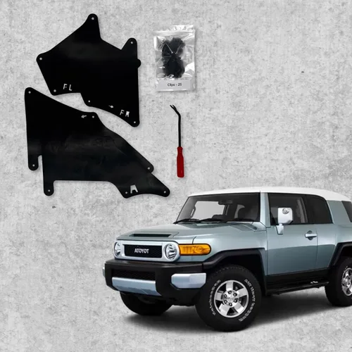 Juego de cuatro protectores contra salpicaduras con clips para FJ Cruiser 2007-2014 (forro de guardabarros, delantal, escudo, protector contra