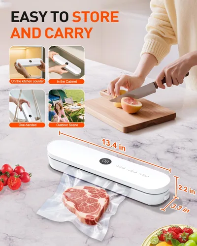 Vista 6 de Máquina selladora al vacío de alimentos, sellador al vacío para alimentos automático inteligente de un solo toque, fácil de operar, ahorrador