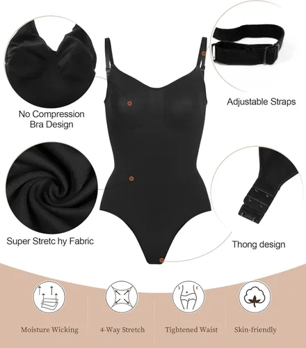 Vista 4 de SHAPERX Body para mujer moldeador de cuerpo sin costuras con control de abdomen