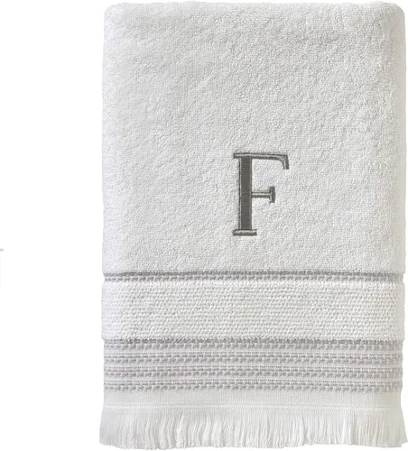 Vista 93 de SKL Home Toalla de baño casual con monograma, B, 28 x 54, blanco