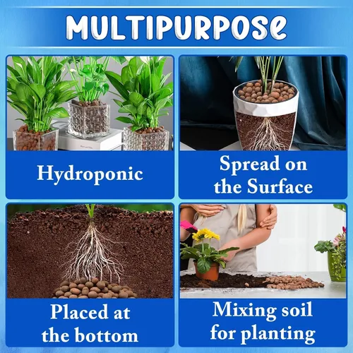Vista 10 de ZeeDix Guijarros de arcilla leca de 5 libras para plantas. Bolas de arcilla