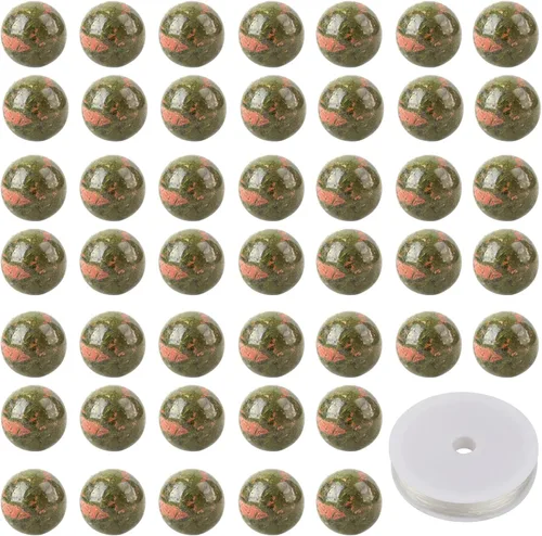 Vista 19 de 100 cuentas de piedra natural de 0.236 pulgadas y 7 chakras redondas sueltas de piedras preciosas curativas con cordón elástico de cristal gratis