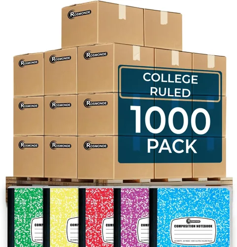 Vista 10 de Rosmonde 12 paquetes de cuadernos de composición universitarios con reglas, 200 páginas (100 hojas), 9-3/4 x 7-1/2, cuadernos de composición de tapa