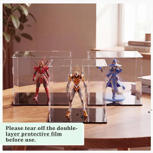 Vista 3 de Yungyan 1 vitrina de acrílico transparente autoensamblable, a prueba de polvo, escaparate de protección para figuras coleccionables de figuras