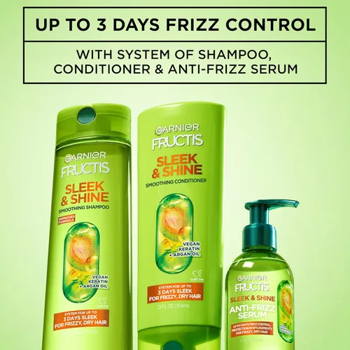 Vista 5 de Garnier Fructis Sleek & Shine - Suero antiencrespamiento para cabello seco, aceite de argán, 5.1 onzas líquidas, 2
