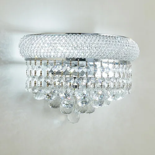 Vista 9 de Prismas de carámbano de cristal con 2 luces, aplique de pared para sala de estar, comedor, baño, espejo de tocador, pasillo, dormitorio, armario