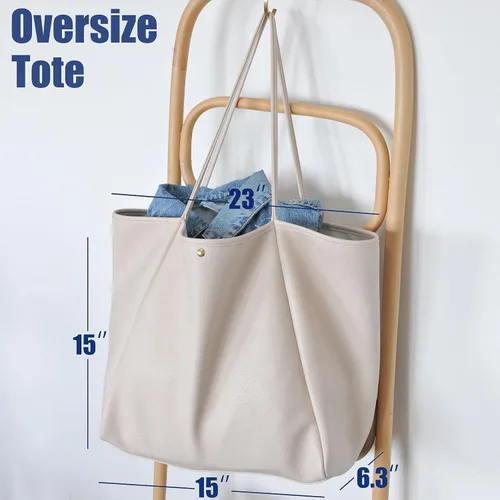Vista 49 de HOXIS Bolso de mano de cuero PU de gran tamaño para mujer, bolso de fin de semana, bolso de viaje