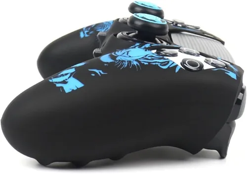 Vista 5 de RALAN Tiger - Fundas de silicona para controlador con 2 agarres para el pulgar, compatibles con PS5 Dualsense Edge Controller Play Station 5 Tigre