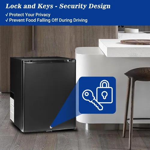 Vista 4 de Smad Compact Mini Fridge Quiet No Noise Absorption Refrigerator with Lock 40L Truck Fridge 110V/12V Refrigerator 1.4 cu.ft, Black