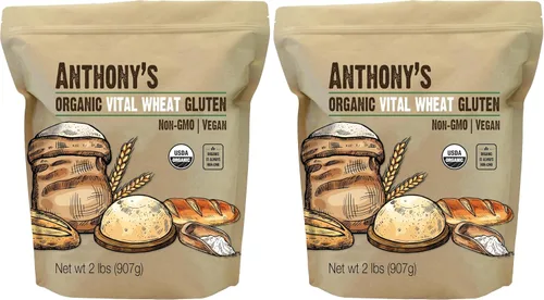 Anthony's Gluten de trigo Vital orgánico, 2 libras, alto en proteínas, vegano, sin OMG, apto para dieta cetogénica, bajo en carbohidratos (paquete