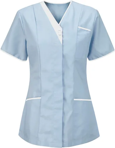 Vista 8 de Camiseta de manga corta para mujer, uniforme de limpieza para enfermera, camiseta de uniforme para enfermera Verde